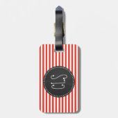 Cinnabar Stripes; Gestreept; Retro schoolbord Bagagelabel (Achterkant verticaal)
