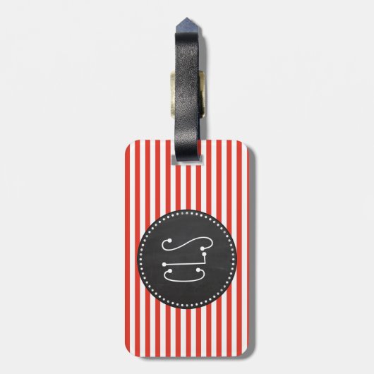 Cinnabar Stripes; Gestreept; Retro schoolbord Bagagelabel (Achterkant verticaal)