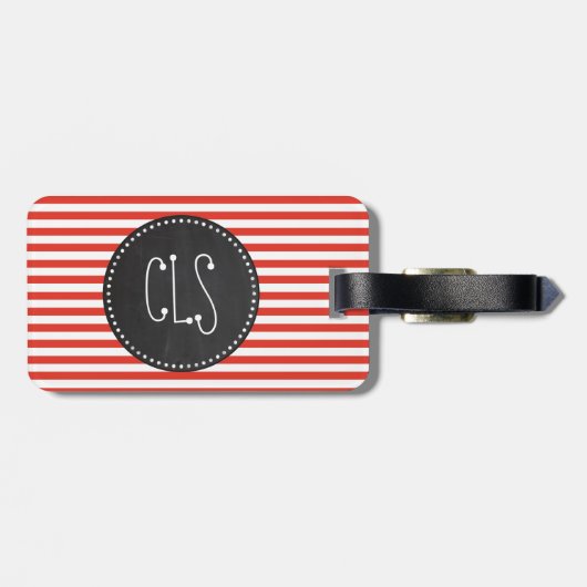 Cinnabar Stripes; Gestreept; Retro schoolbord Bagagelabel (Achterkant horizontaal)