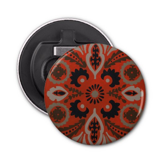 Cinnabar Suzani II Button Flesopener (Voorkant)