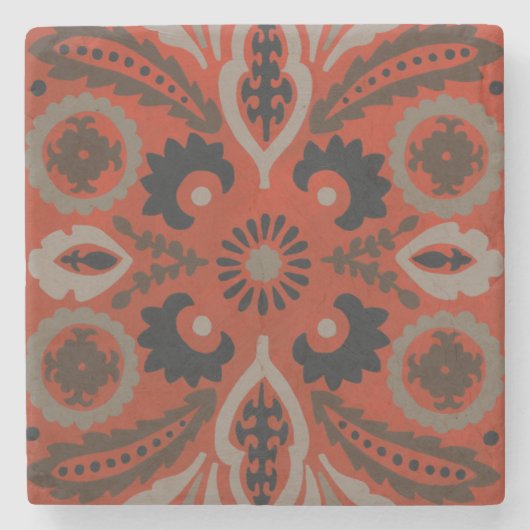 Cinnabar Suzani II Stenen Onderzetter (Voorkant)