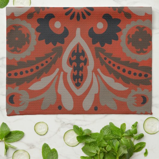 Cinnabar Suzani II Theedoek (Gevouwen)