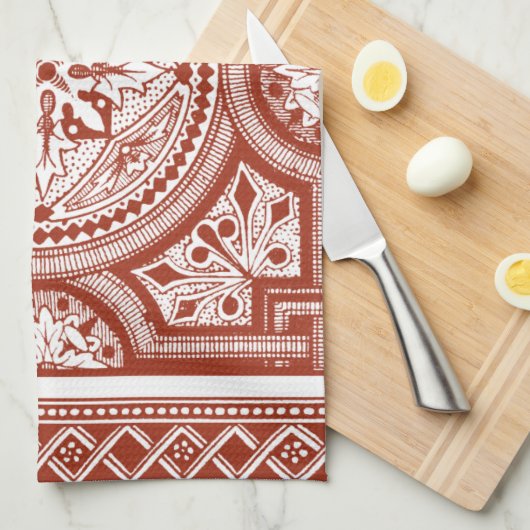 Cinnabar Woodblock IV Theedoek (Quarter Fold)