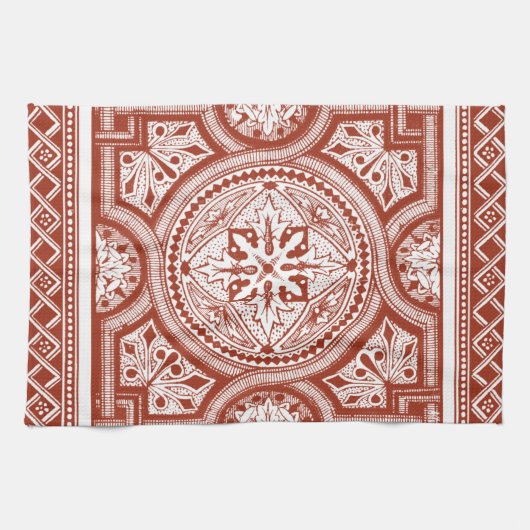 Cinnabar Woodblock IV Theedoek (Horizontaal)
