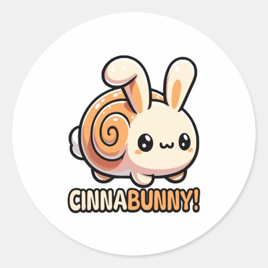 Cinnabunny! Schattigee kaneelrol Bunny Pun Ronde Sticker (Voorkant)