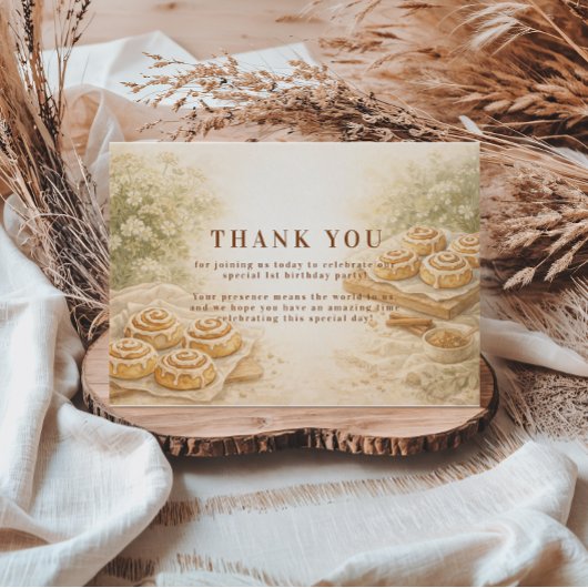 Cinnamon Bakery Little Bun 1st Birthday Bedankkaart