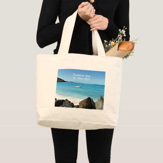 Cinnamon Bay, St. John USVI Grote Tote Bag (Voorkant (product))