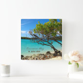 Cinnamon Bay St. John USVI Wall Clock Vierkante Klok (Huis)