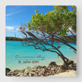 Cinnamon Bay St. John USVI Wall Clock Vierkante Klok