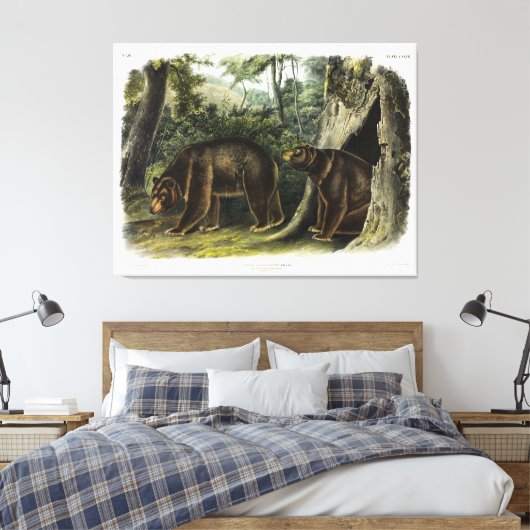 Cinnamon Beer uit Audubon's Quadrupeds Canvas Afdruk (Insitu (Slaapkamer))