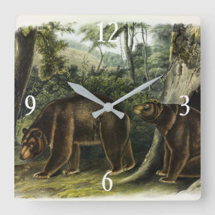 Cinnamon Beer uit Audubon's Quadrupeds Vierkante Klok
