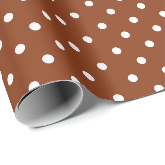 Cinnamon Brown | Wappapier met witte poka-dot Cadeaupapier (Rol Hoek)