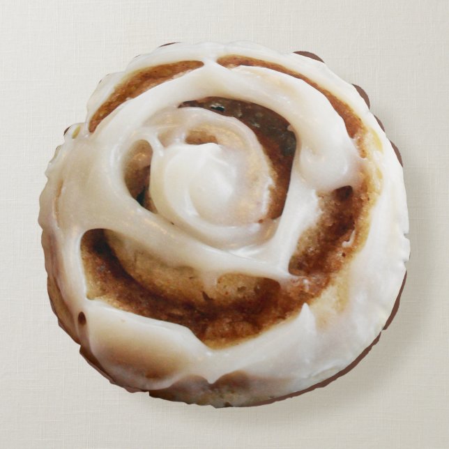 Cinnamon Bun met Icing Rond Kussen (Voorkant)