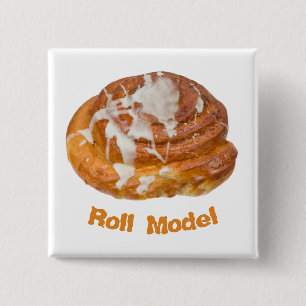 Cinnamon Bun Roll Model Vierkante Button 5,1 Cm