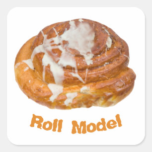 Cinnamon Bun Roll Model Vierkante Sticker