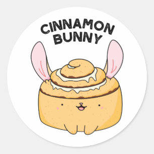 Cinnamon Bunny Funny Cinnamon Bun Pun Ronde Sticker