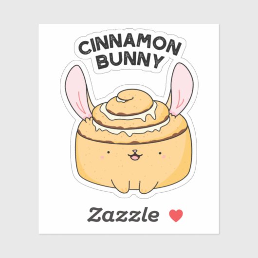 Cinnamon Bunny Funny Cinnamon Bun Pun Sticker (Vel)