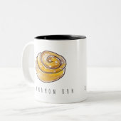 Cinnamon Buns Cinnamon Rolls Coffee Fika Tweekleurige Koffiemok (Voorkant links)