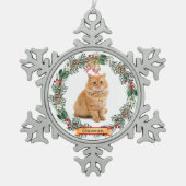Cinnamon Cat Photo Personalized Snowflake Christma Tin Sneeuwvlok Ornament (Voorkant)