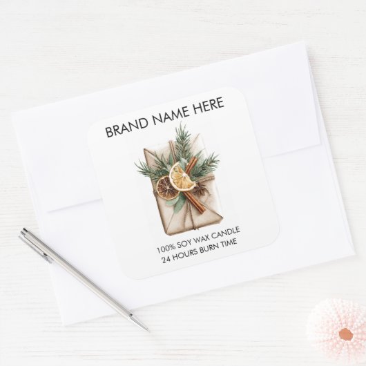 Cinnamon & Citrus Design | Christmas Candle Labels (Envelop)