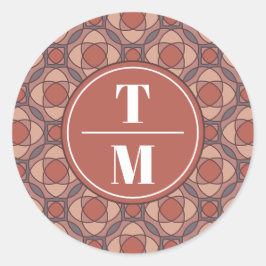 Cinnamon en Marsala Art Deco Trouwfavoriet Ronde Sticker
