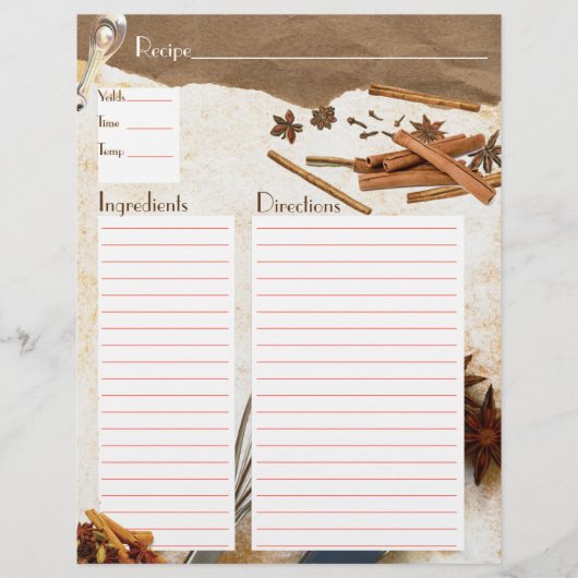 Cinnamon en Spices Recipe Insert (Voorkant)