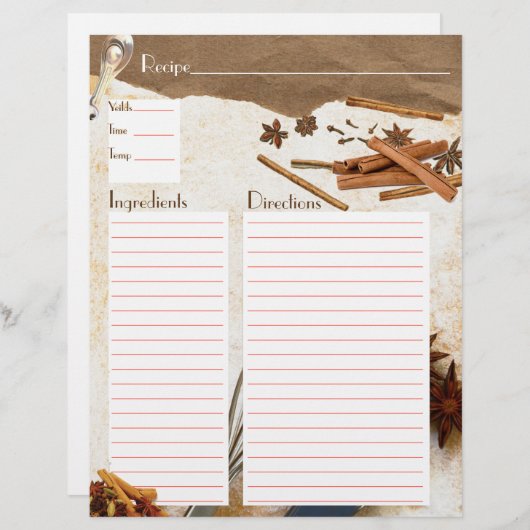 Cinnamon en Spices Recipe Insert (Voorkant / Achterkant)