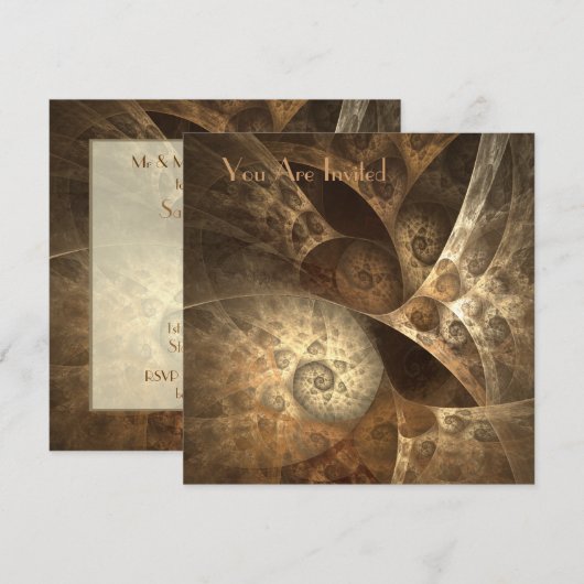 Cinnamon & Ginger Fractal Party nodigt uit Kaart (Voorkant / Achterkant)