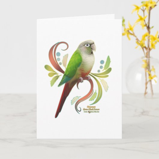 Cinnamon Green Cheek Conure Kaart (Gele Bloem)