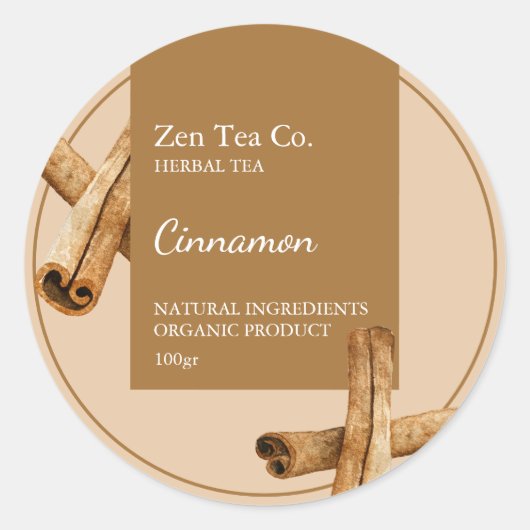 Cinnamon Herbal Tea Zakelijk Label (Voorkant)