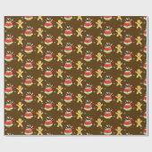 Cinnamon Hot Cocoa & Gingerbread Man Cookie Cadeaupapier (Vlak)