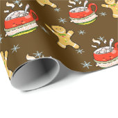 Cinnamon Hot Cocoa & Gingerbread Man Cookie Cadeaupapier (Rol Hoek)