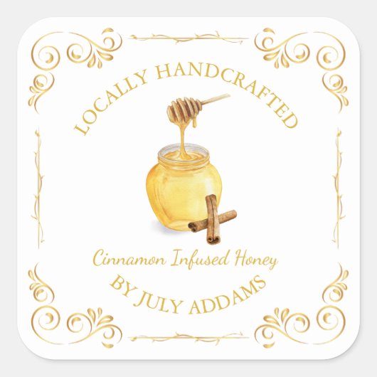 Cinnamon Infused Honey Square Label (Voorkant)