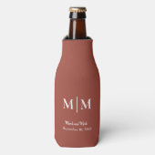 Cinnamon Monogram & Names Wedding Tall Koelbox Flesjeskoeler (Fles Voorkant)
