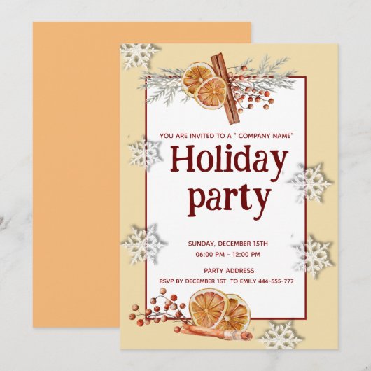 Cinnamon oranje leuke bedrijfsuitnodiging kaart (Voorkant / Achterkant)