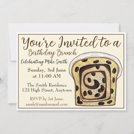 Cinnamon Raisin Bread Loaf Brunch Breakfast Toast Kaart (Voorkant)