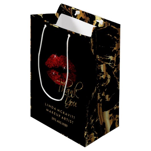 Cinnamon Red Glitter Lip & Gold Marble - Hartelijk Medium Cadeauzakje (Voorkant Gekanteld)