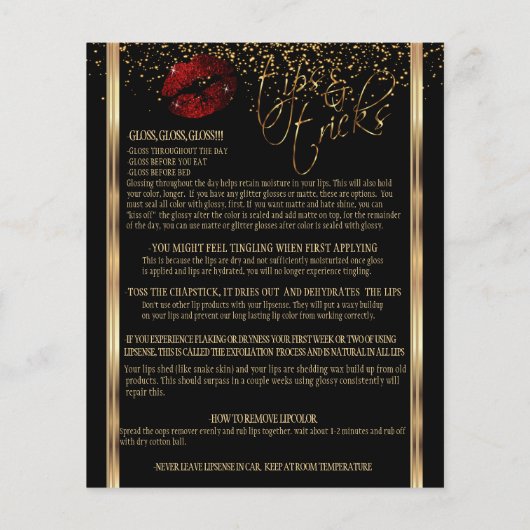 Cinnamon Red Glitter Lip 💋 Instructies - Zwart Flyer (Achterkant)