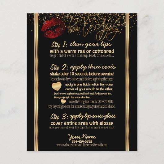 Cinnamon Red Glitter Lip 💋 Instructies - Zwart Flyer (Voorkant)