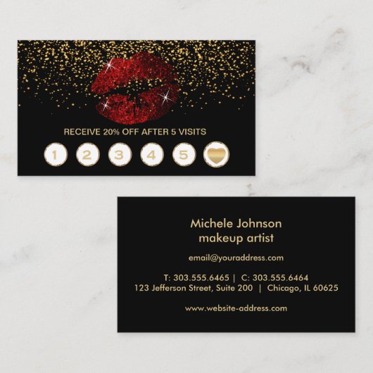 Cinnamon Red Glitter Lips 💋 Loyalty op Black (Voorkant / Achterkant)