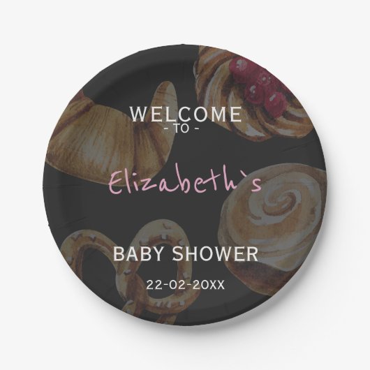 Cinnamon Roll Baby Shower Papieren Bordje (Voorkant)