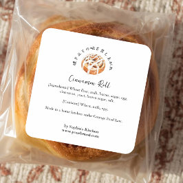 Cinnamon Roll Bread Watercolor Bakery Ingredient Vierkante Sticker
