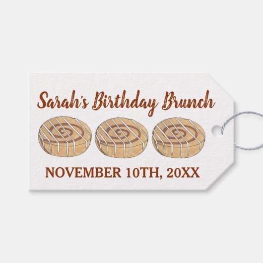 Cinnamon Roll Bun Pastry Birthday Party Brunch Cadeaulabel (Voorkant (Horizontaal))