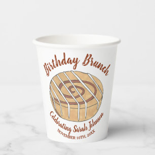 Cinnamon Roll Bun Pastry Birthday Party Brunch Papieren Bekers