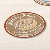 Cinnamon Roll Bun Pastry Birthday Party Brunch Ronde Kartonnen Onderzetter (Gebogen)