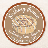 Cinnamon Roll Bun Pastry Birthday Party Brunch Ronde Kartonnen Onderzetter (Voorkant)