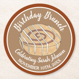Cinnamon Roll Bun Pastry Birthday Party Brunch Ronde Kartonnen Onderzetter