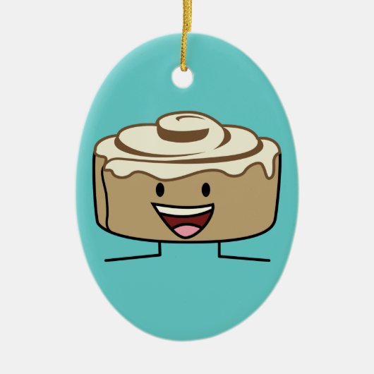 Cinnamon Roll Bun pastry gooey sugar swirl Danish Keramisch Ornament (Voorkant)