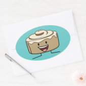 Cinnamon Roll Bun pastry gooey sugar swirl Danish Ovale Sticker (Envelop)