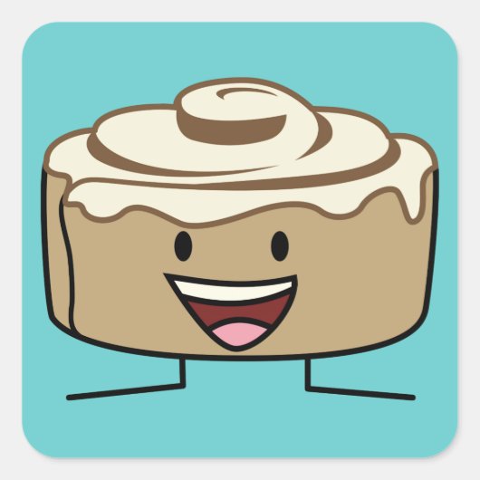 Cinnamon Roll Bun pastry gooey sugar swirl Danish Vierkante Sticker (Voorkant)
